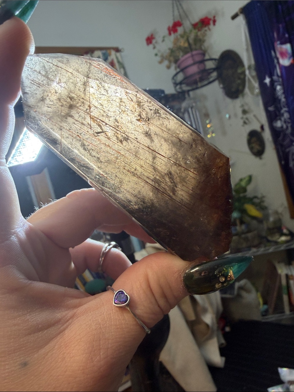 Red and black REUTILIZED Smokey Quartz RARE— Brown Stone Accented